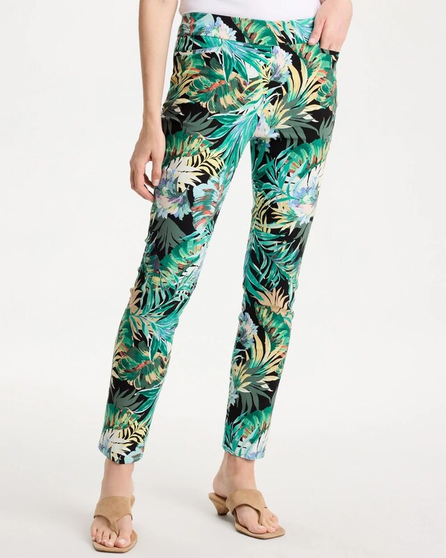 Printed Brigitte Slim Pull-On Ankle Pants